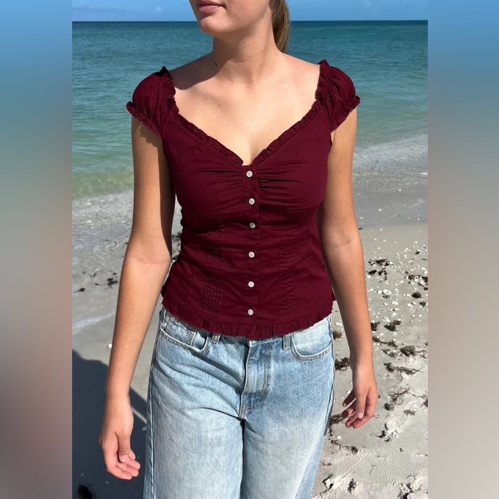 Brandy melville burgundy Elena top